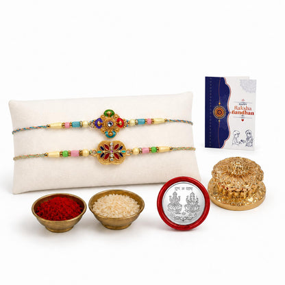Rainbow color, Golden Color Multicolor Rakhi for Brother & Bhaiya | Pack of 6