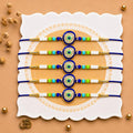 Designer Handcrafted Multicolor Rakhi for Brother with Roli Tikka, Pack of 5