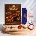 Floral Rakhi for Brother with Hazelnut Wafer Rolls, Roli Tikka & Card, Pack of 5