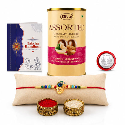 OM Rakhi for Brother with Emperor Choco, Roli Tikka, Pooja Coin & Card, Pack of 5