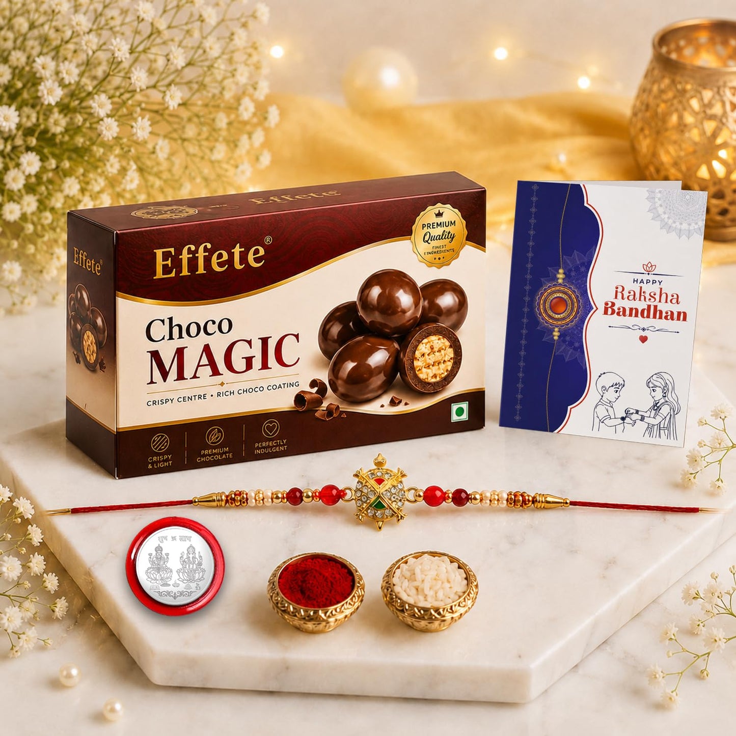 Turtle Rakhi for Brother with Chocolate Magic 32gm, Roli Chawal & Card, Pack of 5