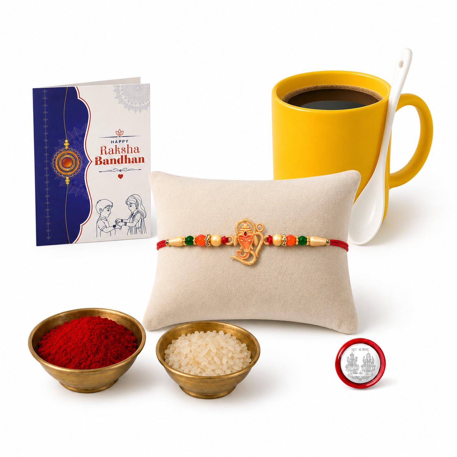 Ganesha Multicolor Rakhi for Brother & Bhaiya with Plastic Mug | Pack of 5