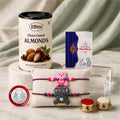 Teddy Bear Rakhi for Brother with Chocolate Almonds 96gm, Coin & Card, Pack of 6