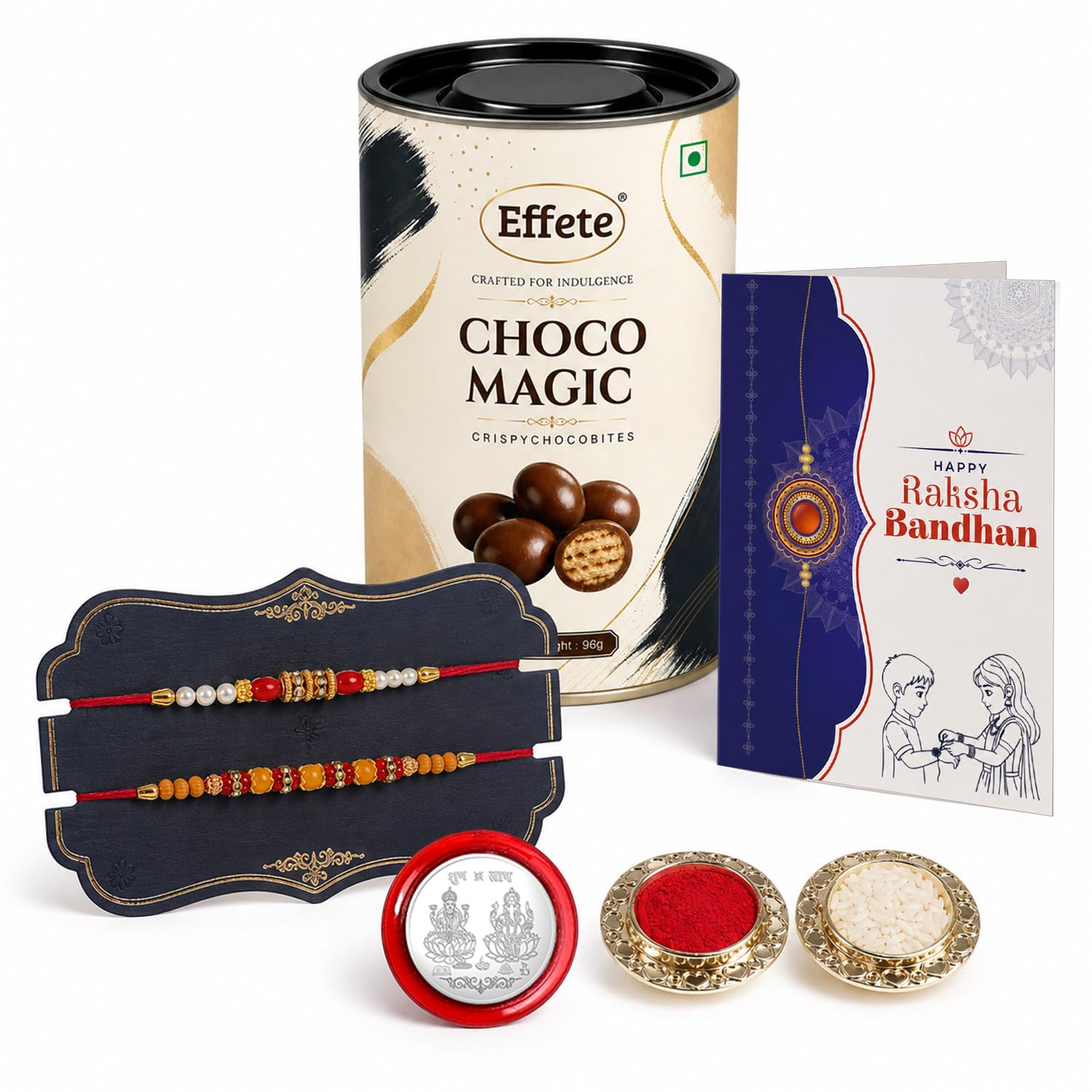 Rakhi for Brother with Chocolate Magic 96gm - Rakshabandhan Gift Set, Pack of 6