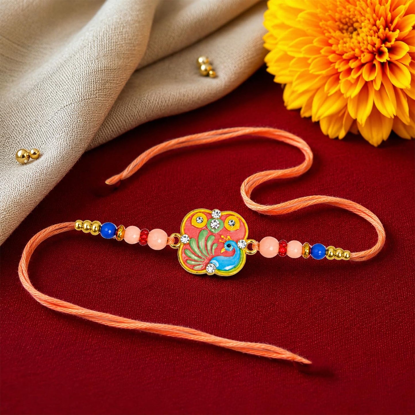Rakhi for Brother with Ganesh Pooja Thali - Raksha Bandhan Gift Set, Pack of 7