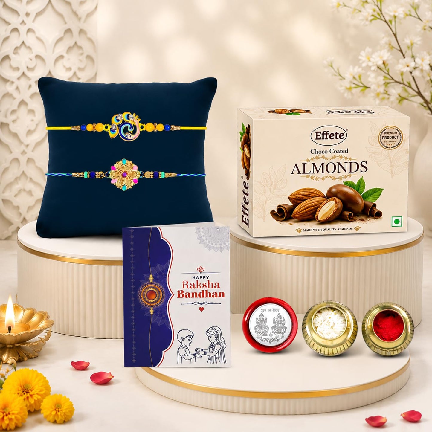 Celebration Ready Rakhi for Brother with Chocolate Almonds 32gm, Pack of 6