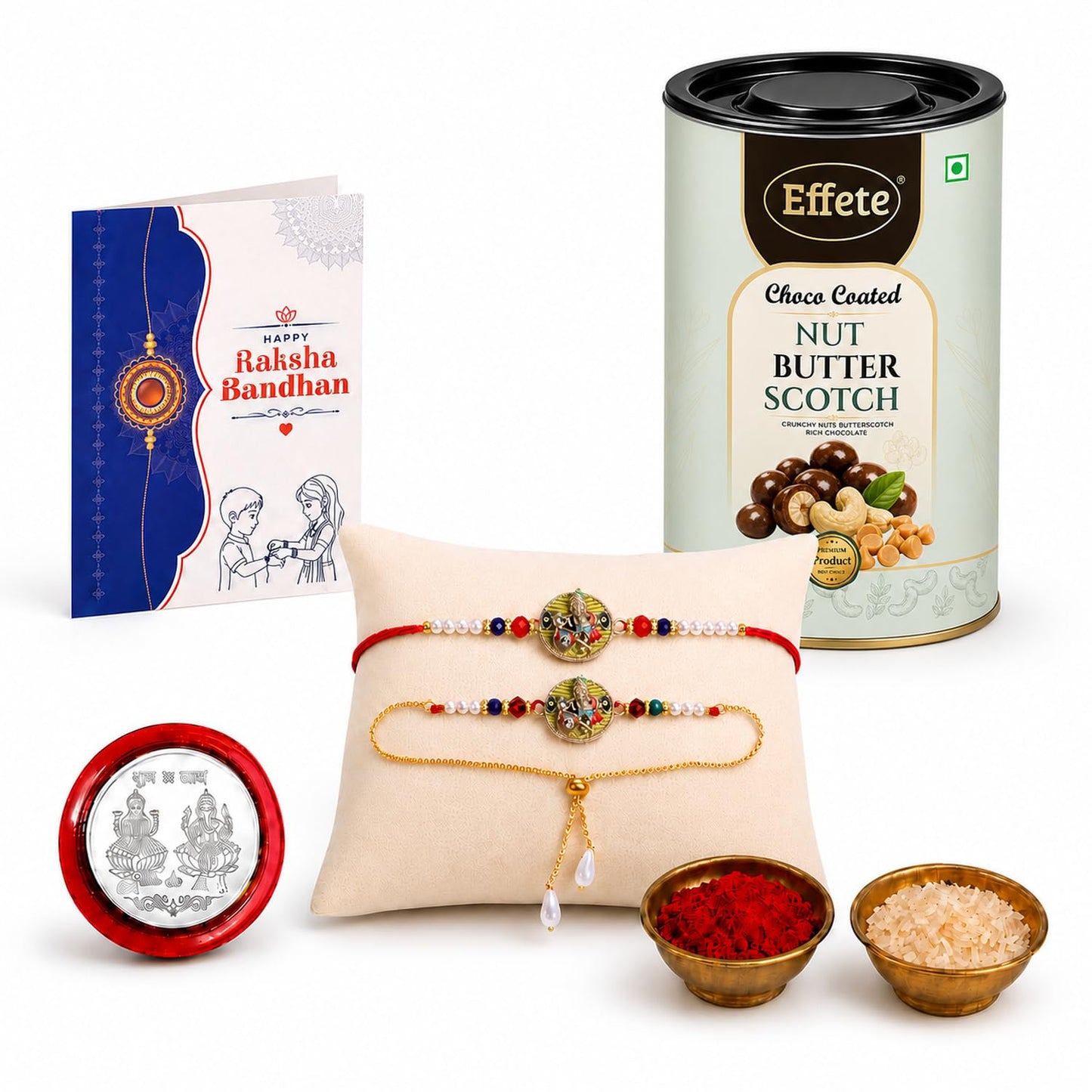 Rakhi for Brother with Butter Scotch 96gm - Raksha Bandhan Gift Set, Pack of 5