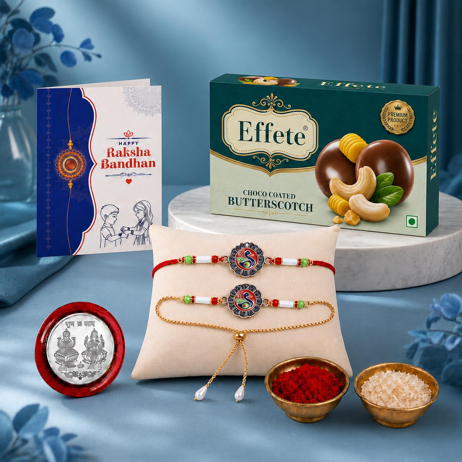 Rakhi for Brother with Chocolate 32gm - Raksha Bandhan Gift Set, Pack of 5