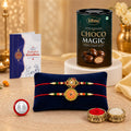 Flower Rakhi for Brother with Chocolate Magic 96gm, Roli Tikka & Card | Pack of 6