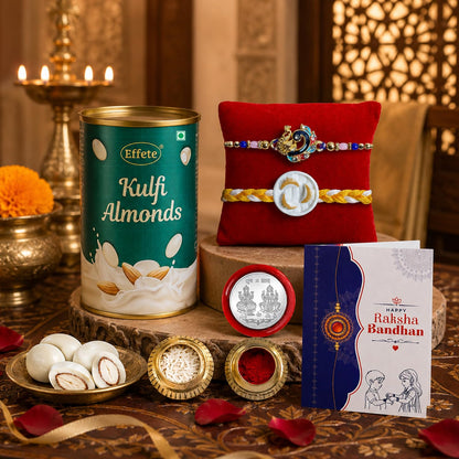 Heartwarming Sibling Rakhi for Brother with Kulfi Almonds 96gm, Pack of 6