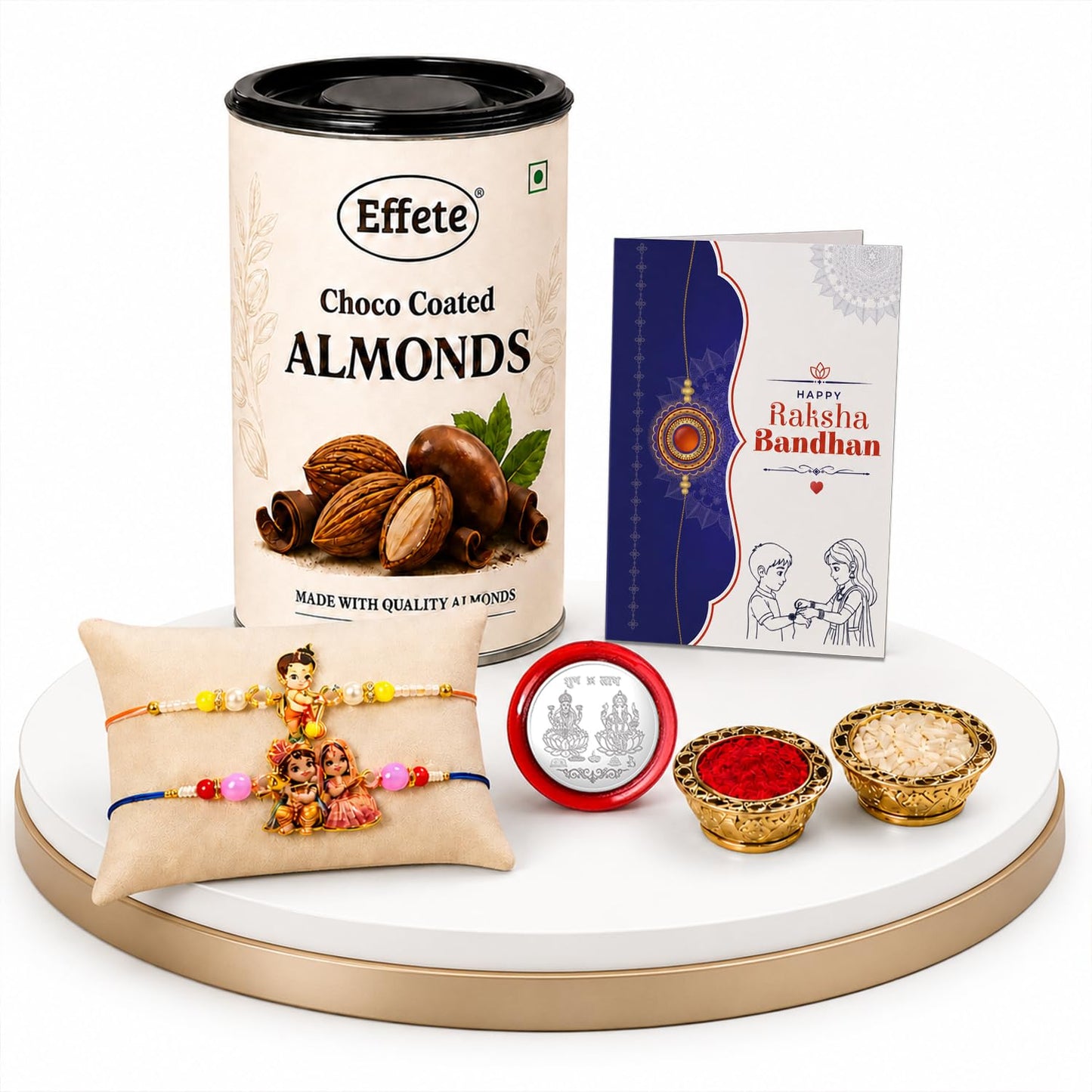 Bal Hanuman Rakhi for Brother with Chocolate Almonds 96gm, Coin & Card, Pack of 6
