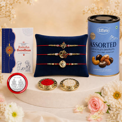 Hari OM Rakhi for Brother with Dryfruits 96gm - Rakshabandhan Gift Set, Pack of 7