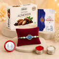 Evil Eye Rakhi for Brother with Choco Almonds 32gm, Roli Tikka & Card, Pack of 5