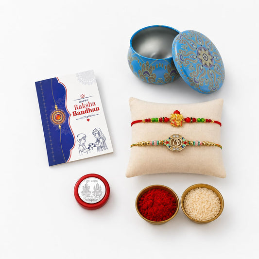 Om, Ganesh Multicolor Rakhi for Brother & Bhaiya with Heart-Shaped | Pack of 6