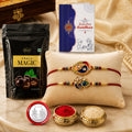 Leaf Rakhi for Brother with Choco Magic Pouch, Roli Tikka & Card, Pack of 6