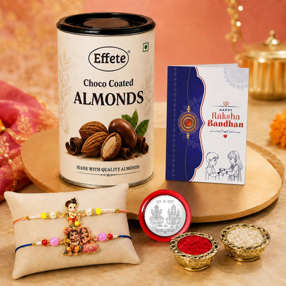 Bal Hanuman Rakhi for Brother with Chocolate Almonds 96gm, Coin & Card, Pack of 6