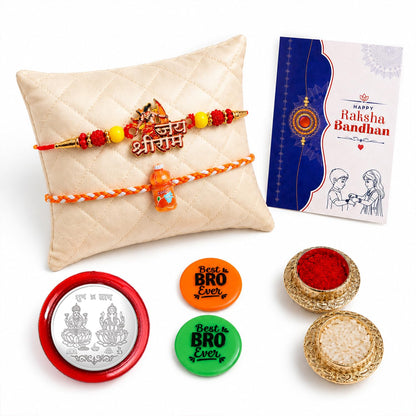 Shri Ram Charm, Bottle Charm Multicolor Rakhi Combo with Multicolour Decorative
