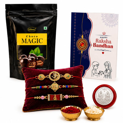 Evil Eye Rakhi for Brother with Choco Magic Pouch, Roli Tikka & Card | Pack of 7