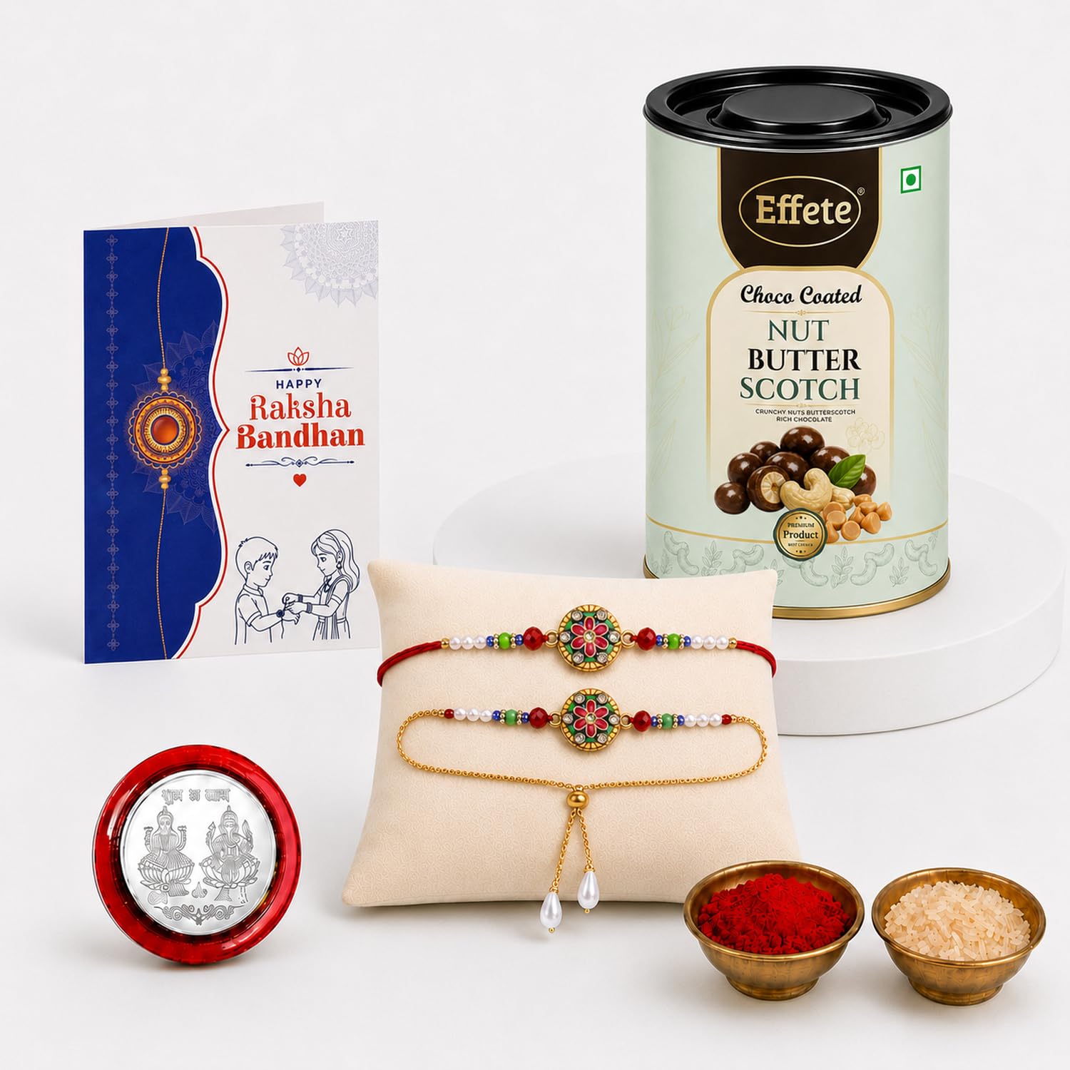 Rakhi for Brother with Butter Scotch 96gm - Rakshabandhan Gift Set, Pack of 5