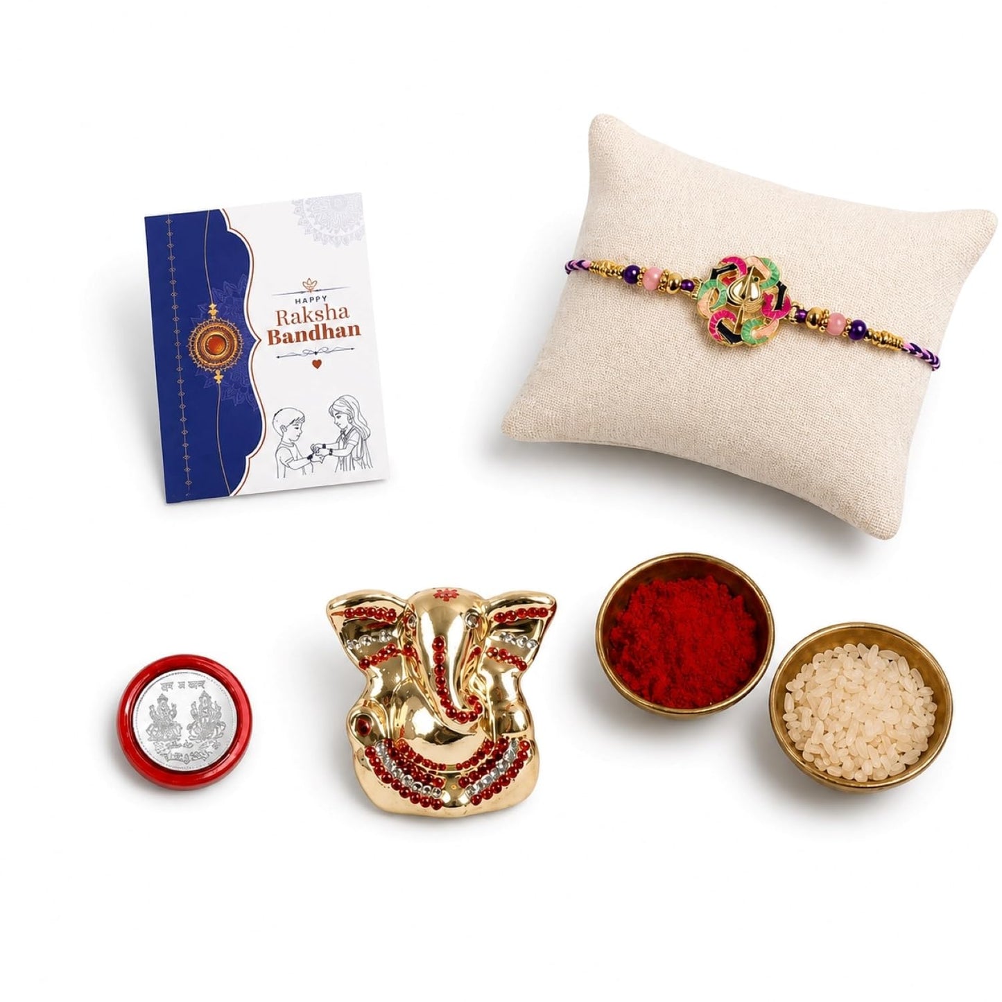 Rakhi for Brother – Raksha Bandhan Gift Combo with Trishul Design Rakhi, Ganesh