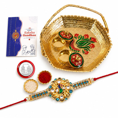 Bird Multicolor Rakhi for Brother & Bhaiya with Basket-Topli Pooja | Pack of 5
