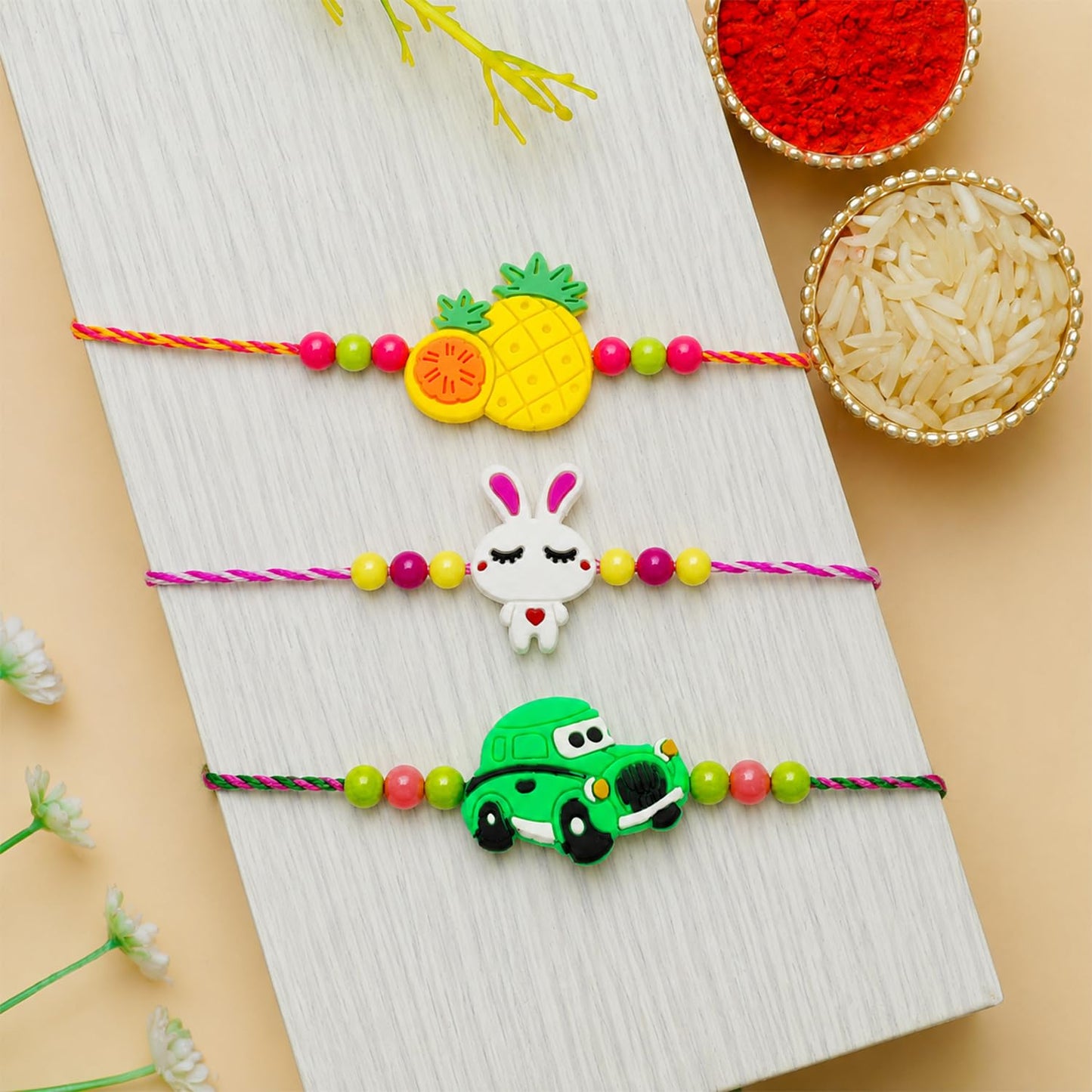 Fruit Rakhi for Brother with Kulfi Almonds - Raksha Bandhan Gift Set, Pack of 7