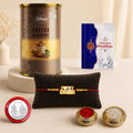 Designer Rakhi for Brother with Coffee Almond 96gm, Roli Tikka & Card, Pack of 5