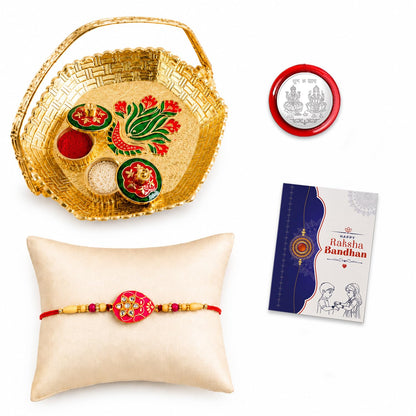 OM Multicolor Rakhi for Brother & Bhaiya with Basket-Topli Pooja | Pack of 5