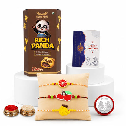 Fruit Rakhi for Brother with Biscuit 60gm - Raksha Bandhan Gift Set, Pack of 7