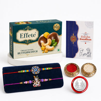 Evil Eye Rakhi Combo - Raksha Bandhan Gift with Choco Butterscotch 32gm, Pack of 6
