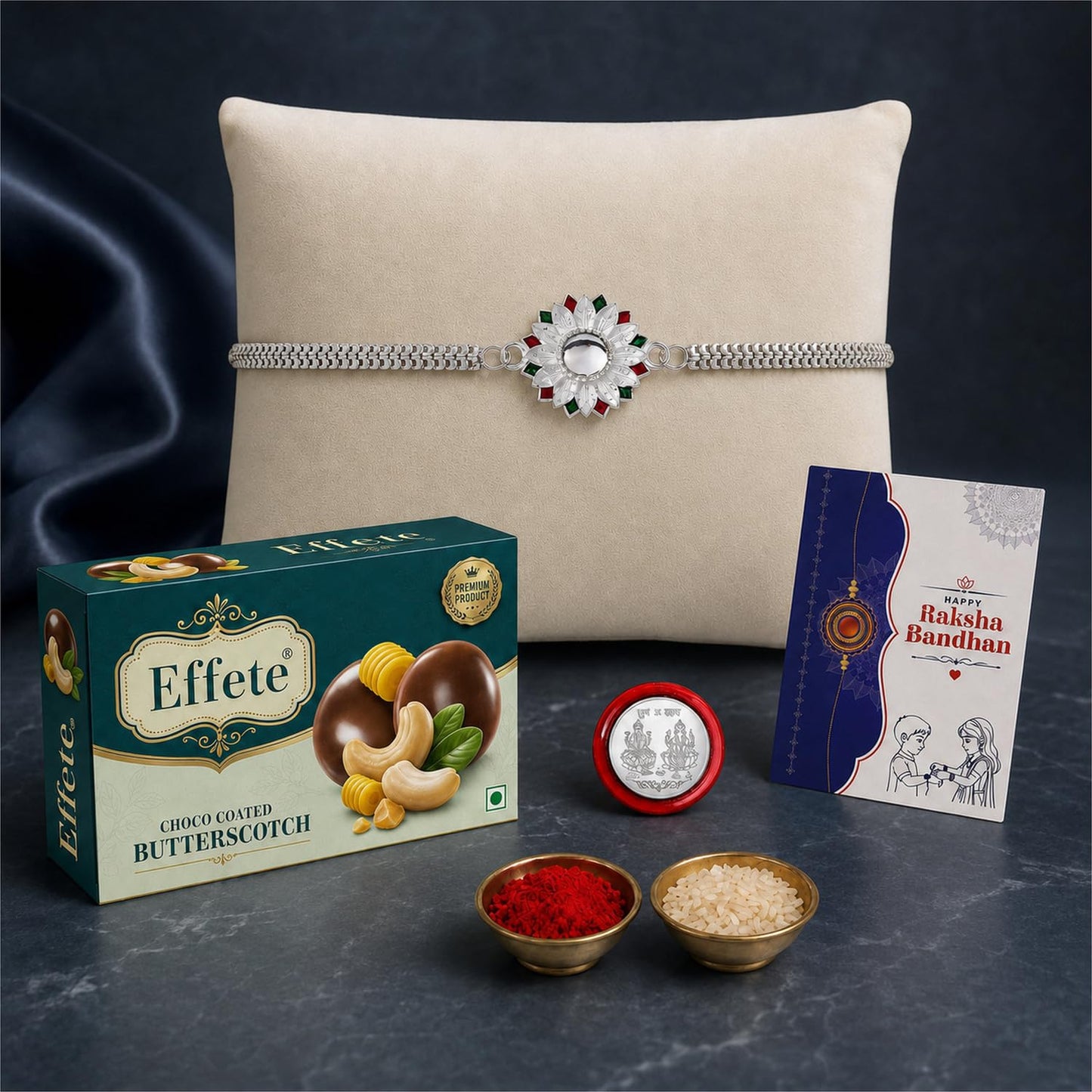 Flower Rakhi for Brother with Chocolate 32gm - Raksha Bandhan Gift Set, Pack of 5