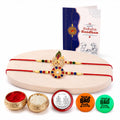 Rakhi Set for Brother (Set of 2) – Flute and Flower Design Rakhi Combo with Roli