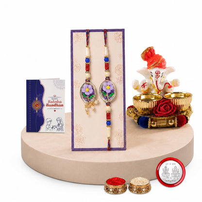 Designer Elegant Multicolor Flower Rakhi Combo for Brother Bhaiya | Pack of 5