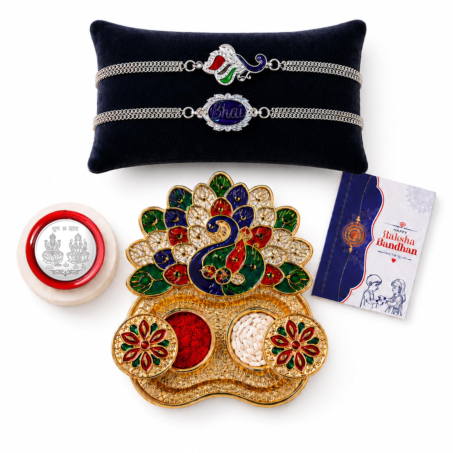 Peacock, Bhai Multicolor Rakhi for Brother & Bhaiya with Peacock | Pack of 6
