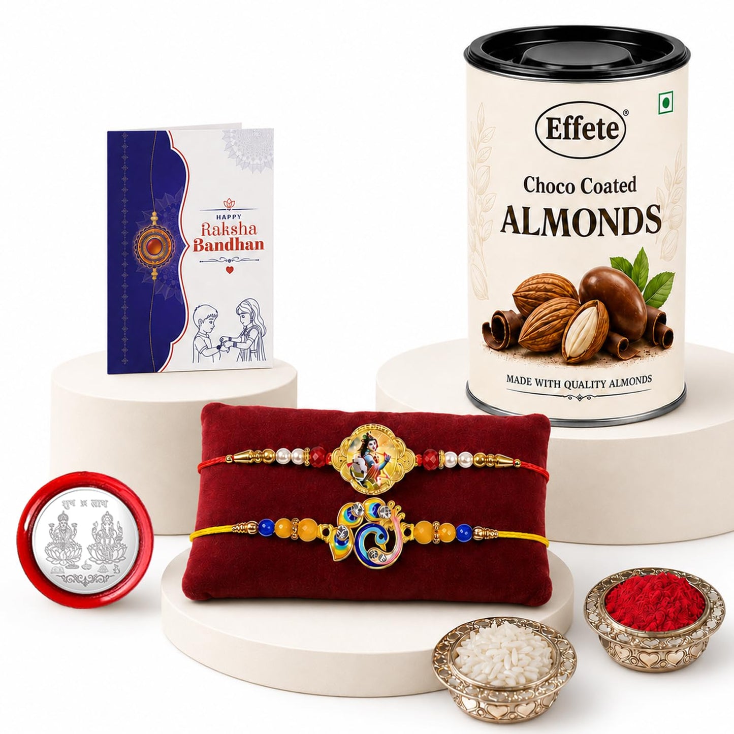 Krishna, Bird Rakhi Combo - Raksha Bandhan Gift with Choco Almonds 96gm, Pack of 6