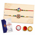 Ethnic Multicolor Rainbow Daisy Rakhi for Brother with Roli Tikka, Pack of 5