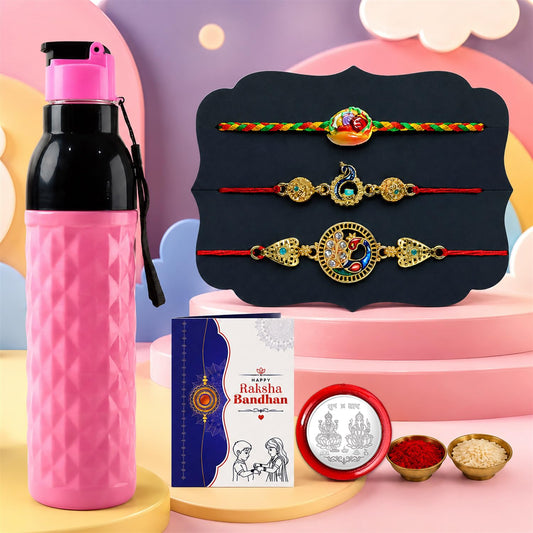 Designer Elegant Multicolor Food & Peacock Rakhi Combo for Bhai | Pack of 7
