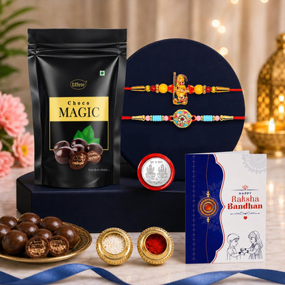 Sweet Celebration Rakhi for Brother with Choco Magic Pouch, Roli Tikka, Pack of 6