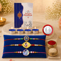 Evil Eye Rakhi for Brother with Candles 4pcs, Roli Tikka & Card, Pack of 7