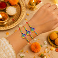 Designer Elegant Rakhi for Brother with Roli Tikka & Card, Pack of 3 | Trendy