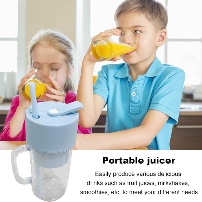 2 In1 Portable Crusher Juicer With Handle & Straw for Smoothie Sipper USB Rechargeable (340 ml) 6 Stainless Steel Blades Compact Juicer Mixer, Juicer Portable Fresh Juice Blender Portable Electric Juicer ( 340 ML )