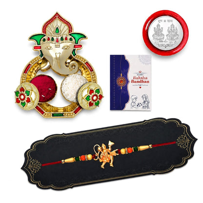 Ethnic Multicolor Hanuman Ji Rakhi Combo for Brother with Shri Ganesh | Pack of 5
