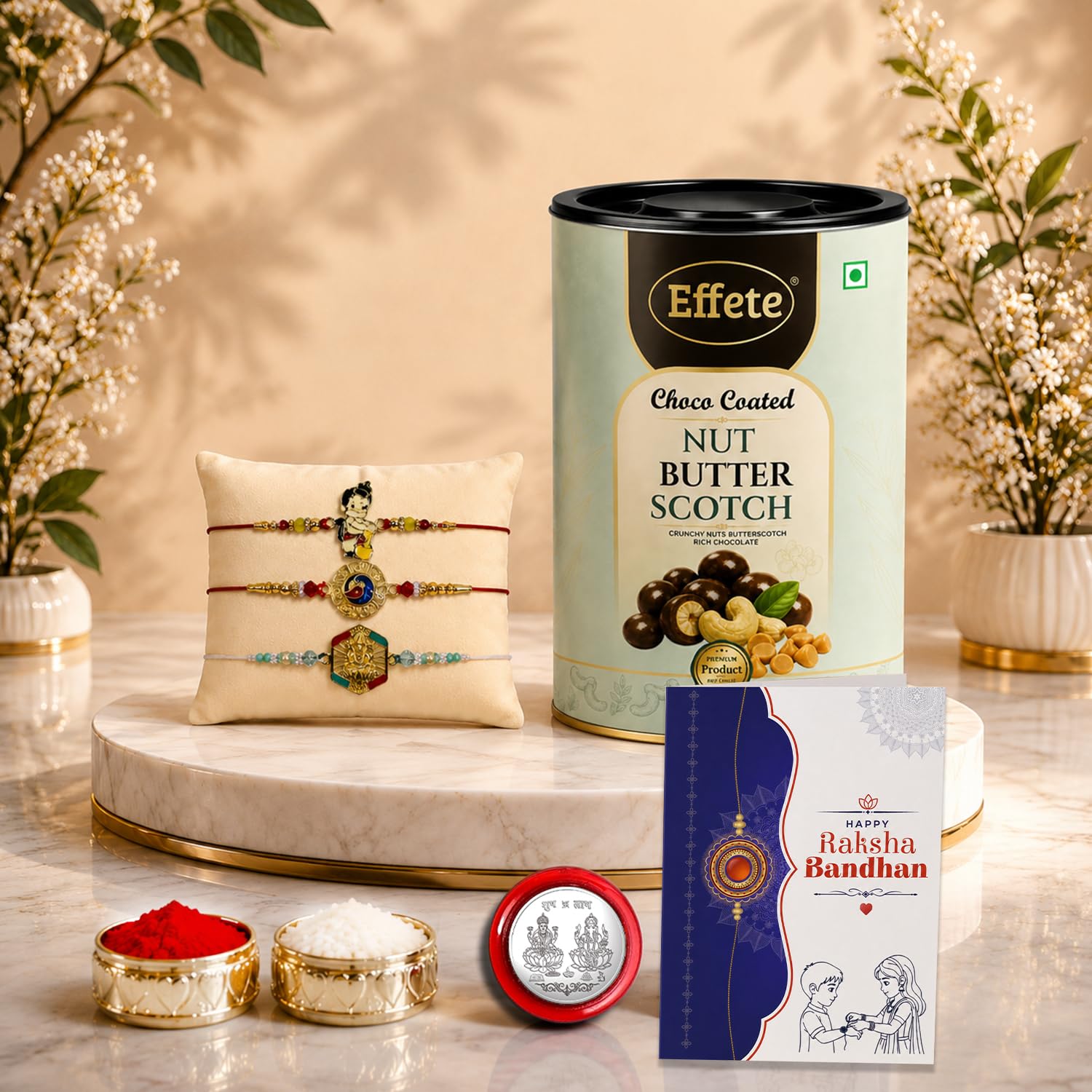 Bal Hanuman Rakhi for Brother with Butter Scotch 96gm, Coin & Card, Pack of 7
