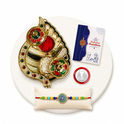 Evil Eye Multicolor Rakhi for Brother & Bhaiya with Leaf Shape Pooja | Pack of 5