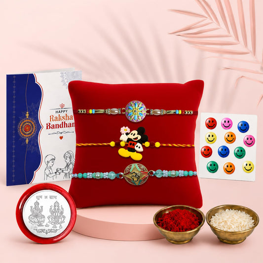 Om, Kids, Floral Multicolor Rakhi for Brother & Bhaiya | Pack of 7