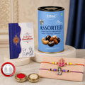 Raksha Bandhan Gift Combo – Ganesha Krishna Rakhi & Chocolates