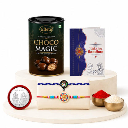 Frying Pan Charm Rakhi for Brother with Choco Magic 96gm, Coin & Card, Pack of 6