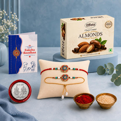 Rakhi for Brother with Chocolate Almonds 32gm - Rakshabandhan Gift Set, Pack of 5