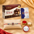 Bro Rakhi for Brother with Chocolate Magic 96gm, Roli Tikka & Card, Pack of 5