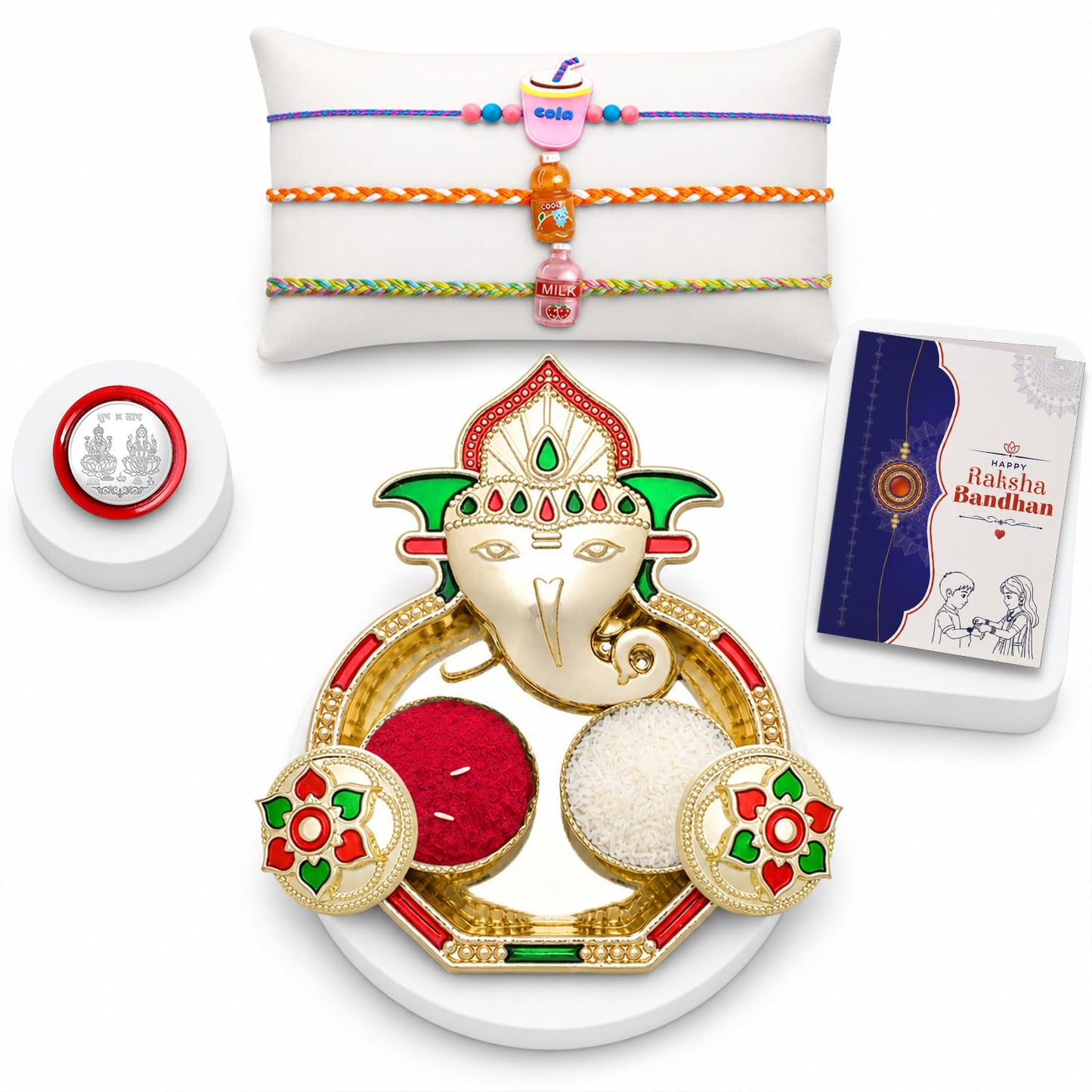 Kids, Food Multicolor Rakhi for Brother & Bhaiya with Shri Ganesh | Pack of 7